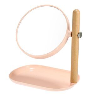 Rotatable 1X/3X Magnifying Makeup Mirror with Storage Tray Pink